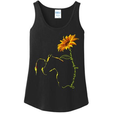 Horse Sunflower Horseback Riding Equestrian Horse Lover Ladies Essential Tank