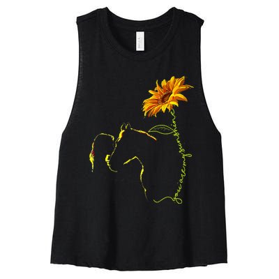 Horse Sunflower Horseback Riding Equestrian Horse Lover Women's Racerback Cropped Tank