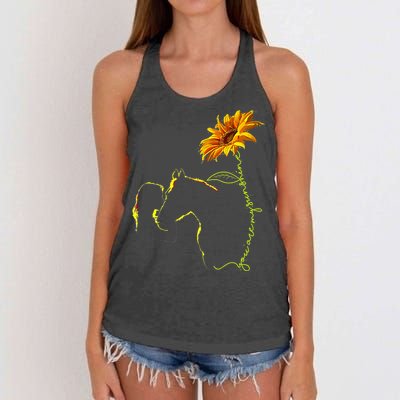 Horse Sunflower Horseback Riding Equestrian Horse Lover Women's Knotted Racerback Tank