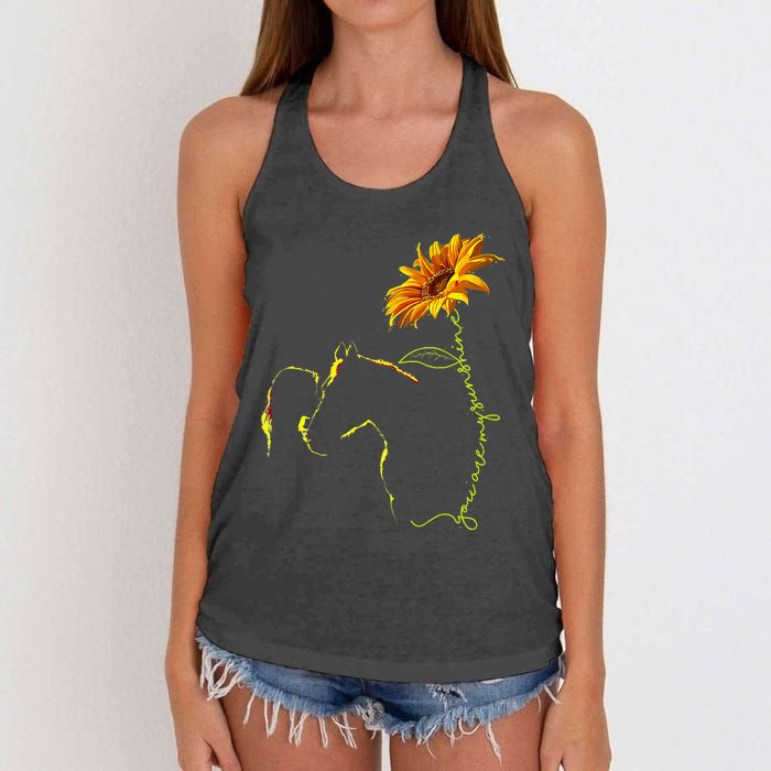 Horse Sunflower Horseback Riding Equestrian Horse Lover Women's Knotted Racerback Tank