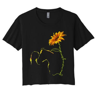 Horse Sunflower Horseback Riding Equestrian Horse Lover Women's Crop Top Tee