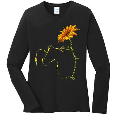 Horse Sunflower Horseback Riding Equestrian Horse Lover Ladies Long Sleeve Shirt