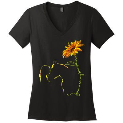 Horse Sunflower Horseback Riding Equestrian Horse Lover Women's V-Neck T-Shirt