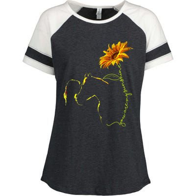 Horse Sunflower Horseback Riding Equestrian Horse Lover Enza Ladies Jersey Colorblock Tee