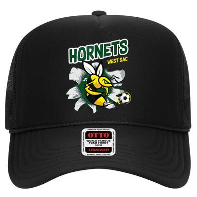 Hornets Soccer High Crown Mesh Back Trucker Hat