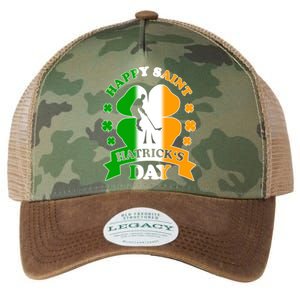 Happy Saint Hatrick's Day Irish Hockey Player St Patrick's Funny Gift Legacy Tie Dye Trucker Hat