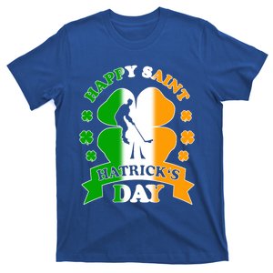 Happy Saint Hatrick's Day Irish Hockey Player St Patrick's Funny Gift T-Shirt