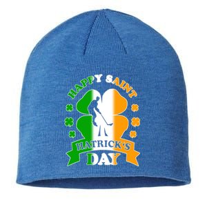 Happy Saint Hatrick's Day Irish Hockey Player St Patrick's Funny Gift Sustainable Beanie