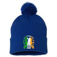 Happy Saint Hatrick's Day Irish Hockey Player St Patrick's Funny Gift Pom Pom 12in Knit Beanie