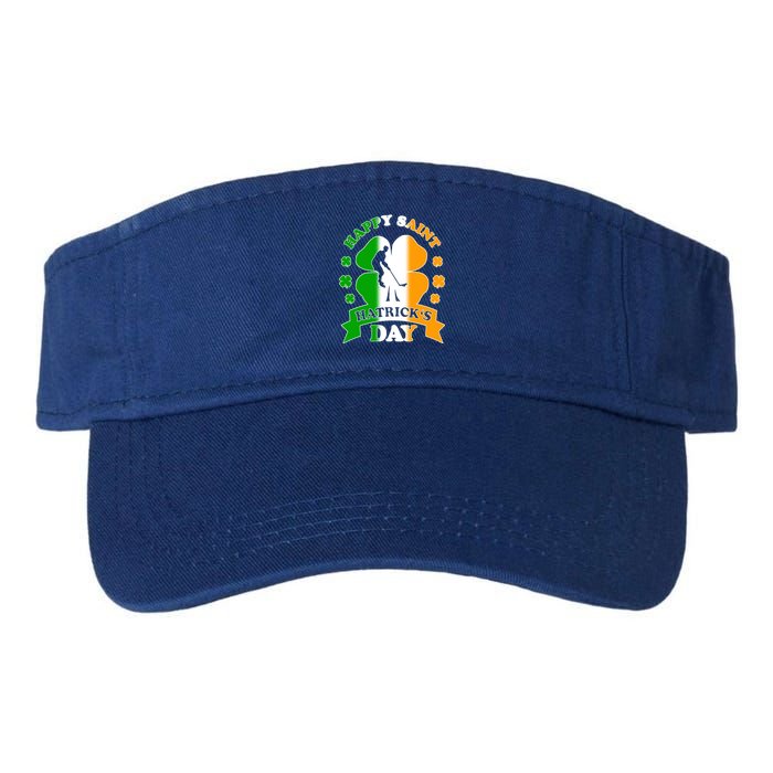 Happy Saint Hatrick's Day Irish Hockey Player St Patrick's Funny Gift Valucap Bio-Washed Visor