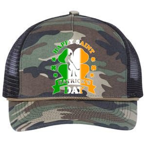 Happy Saint Hatrick's Day Irish Hockey Player St Patrick's Funny Gift Retro Rope Trucker Hat Cap