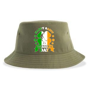 Happy Saint Hatrick's Day Irish Hockey Player St Patrick's Funny Gift Sustainable Bucket Hat