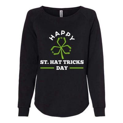 Happy St Hat Tricks Day Hockey Sticks Shamrock Gift Womens California Wash Sweatshirt