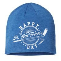 Happy St Hat Trick's Day St Patrick's Day Hockey Design Funny Gift Sustainable Beanie