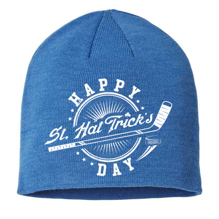 Happy St Hat Trick's Day St Patrick's Day Hockey Design Funny Gift Sustainable Beanie