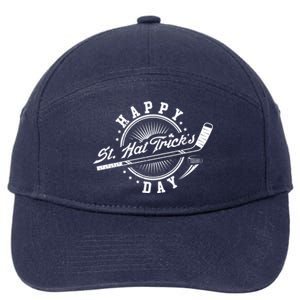 Happy St Hat Trick's Day St Patrick's Day Hockey Design Funny Gift 7-Panel Snapback Hat