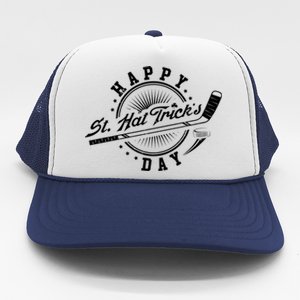 Happy St Hat Trick's Day St Patrick's Day Hockey Design Funny Gift Trucker Hat