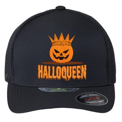 Halloqueen Spooky Happy Halloween Pumpkin Flexfit Unipanel Trucker Cap