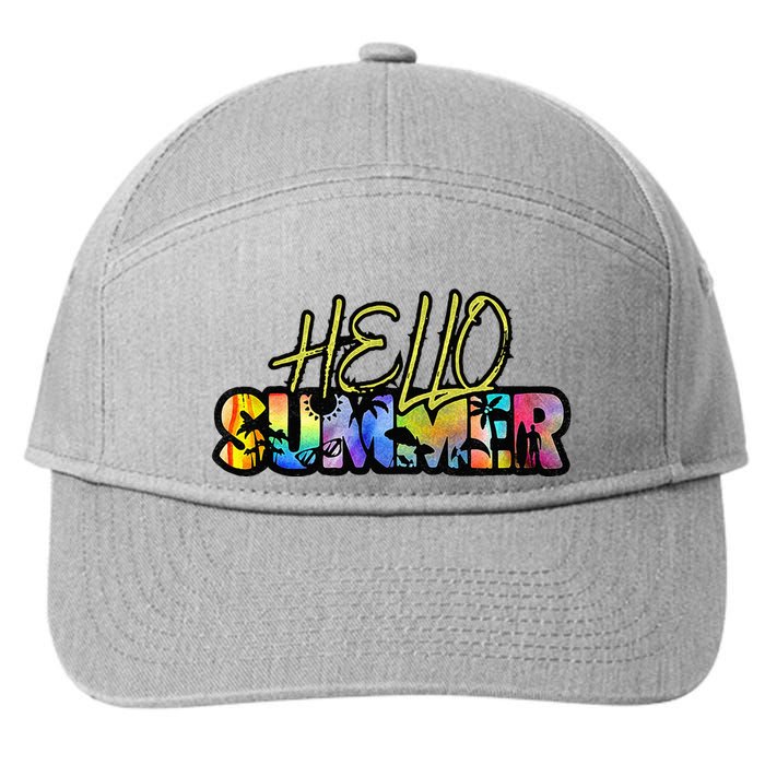 Hello Summer Hawaii Beach Summer Vacation Family Tie Dye 7-Panel Snapback Hat