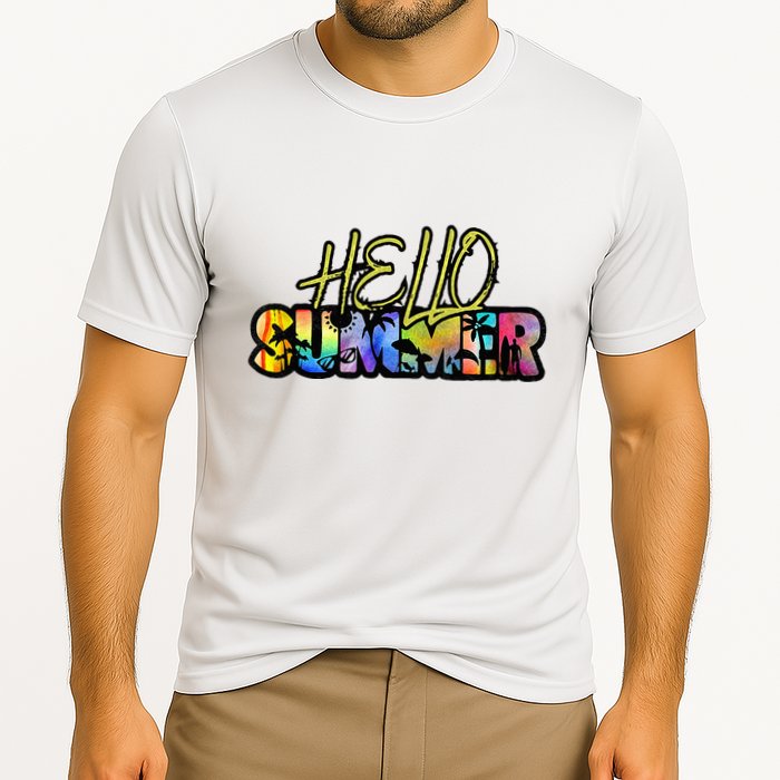 Hello Summer Hawaii Beach Summer Vacation Family Tie Dye Cooling Performance Crew T-Shirt