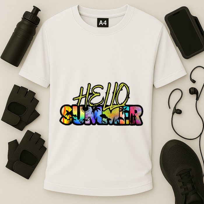 Hello Summer Hawaii Beach Summer Vacation Family Tie Dye Cooling Performance Crew T-Shirt
