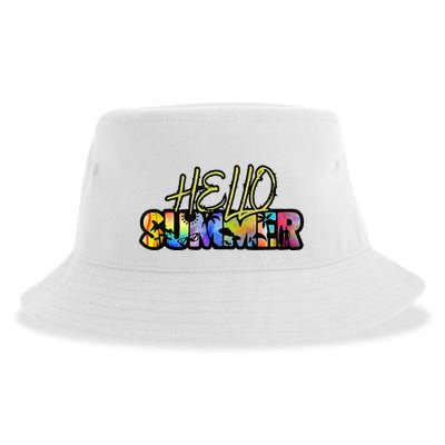 Hello Summer Hawaii Beach Summer Vacation Family Tie Dye Sustainable Bucket Hat