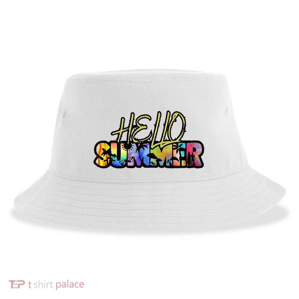 Hello Summer Hawaii Beach Summer Vacation Family Tie Dye Sustainable Bucket Hat