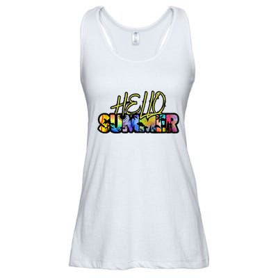 Hello Summer Hawaii Beach Summer Vacation Family Tie Dye Ladies Essential Flowy Tank