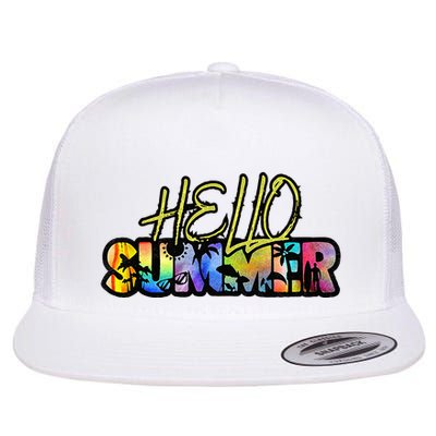 Hello Summer Hawaii Beach Summer Vacation Family Tie Dye Flatbill Hat