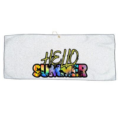 Hello Summer Hawaii Beach Summer Vacation Family Tie Dye Large Microfiber Waffle Golf Towel