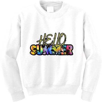 Hello Summer Hawaii Beach Summer Vacation Family Tie Dye Kids Sweatshirt