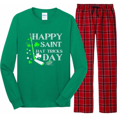 Happy Saint Hat Tricks Day Funny St PatrickS Day Ice Hockey Long Sleeve Pajama Set