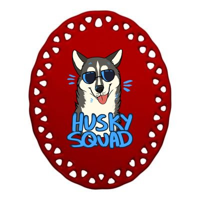 Husky Squad Ceramic Oval Ornament