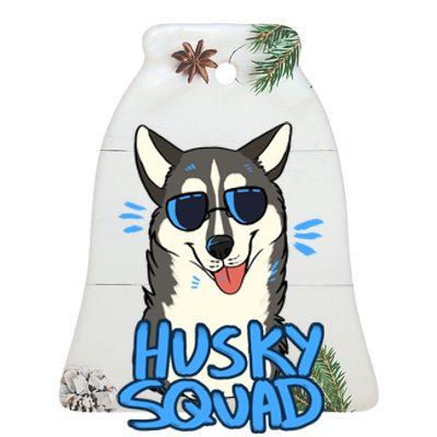 Husky Squad Ceramic Bell Ornament