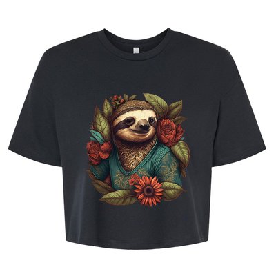 Happy-go-Lucky Sloth Bella+Canvas Jersey Crop Tee