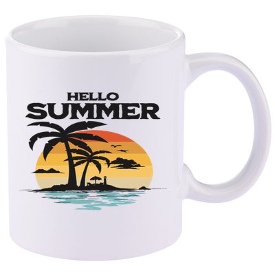 Hello Summer 11oz C Handle Ceramic Mug