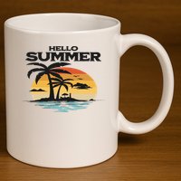 Hello Summer 11oz C Handle Ceramic Mug