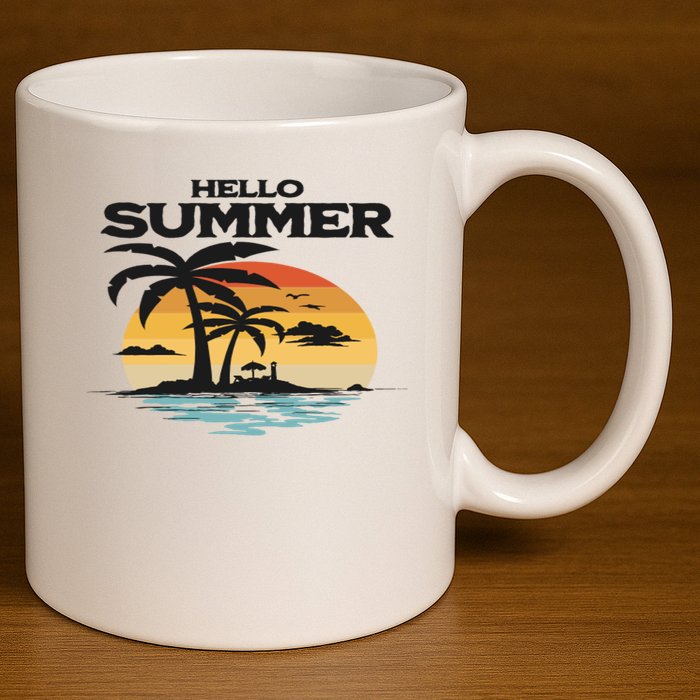 Hello Summer 11oz C Handle Ceramic Mug