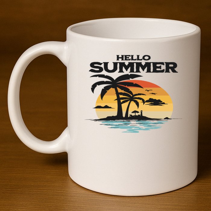 Hello Summer 11oz C Handle Ceramic Mug