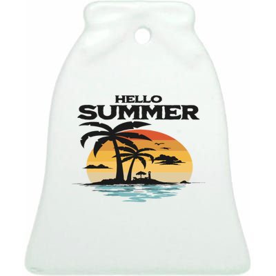 Hello Summer Ceramic Bell Ornament