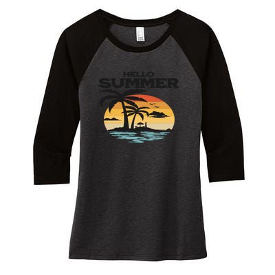 Hello Summer Women's Tri-Blend 3/4-Sleeve Raglan Shirt