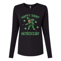 Happy Saint Hatricks Day St Patrick's Day Hockey Leprechaun Womens Cotton Relaxed Long Sleeve T-Shirt