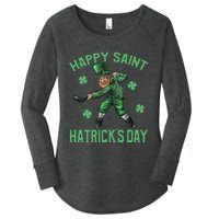 Happy Saint Hatricks Day St Patrick's Day Hockey Leprechaun Women's Perfect Tri Tunic Long Sleeve Shirt