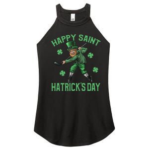 Happy Saint Hatricks Day St Patrick's Day Hockey Leprechaun Women's Perfect Tri Rocker Tank