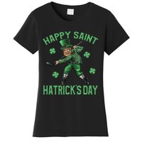 Happy Saint Hatricks Day St Patrick's Day Hockey Leprechaun Women's T-Shirt