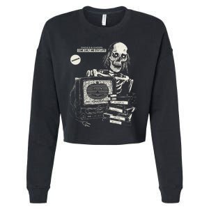 Horrorathon Skeleton Halloween Gift Cropped Pullover Crew