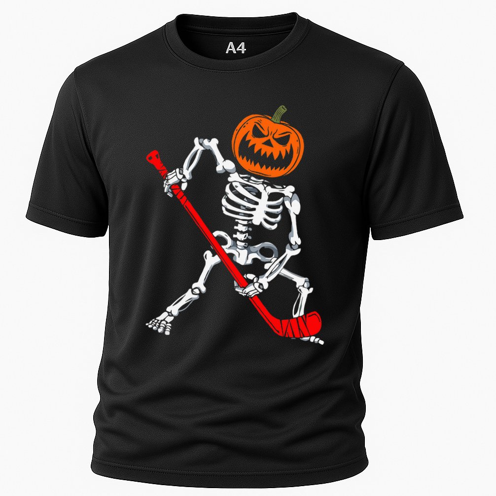 Halloween Skeleton Hockey Mask Spooky Ice Hockey Gear Performance Shirt