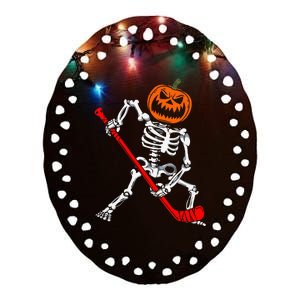 Halloween Skeleton Hockey Mask Spooky Ice Hockey Gear Ceramic Oval Ornament