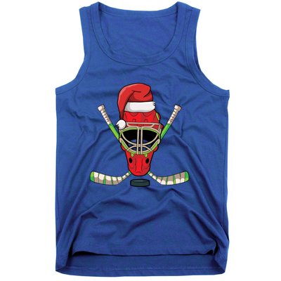 Hockey Santa Hat Christmas Pajama Cool Sport Xmas Funny Gift Tank Top