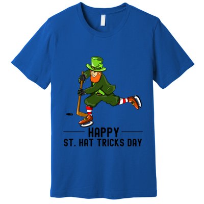 Happy St Hat Tricks Day Leprechaun Hockey Player Gift Premium T-Shirt